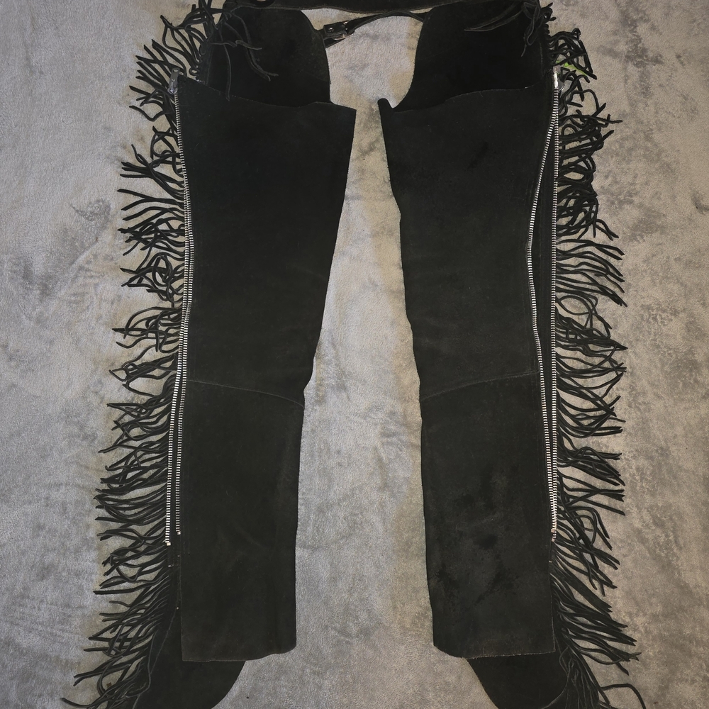 Black Fringe Chaps - Picture 2 of 6